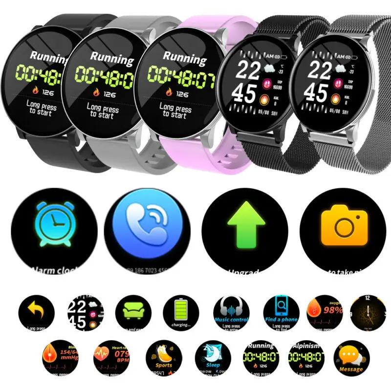 

Bluetooth Smart Watch Heart Rate Oxygen Blood Pressure Sport Fitness Tracker