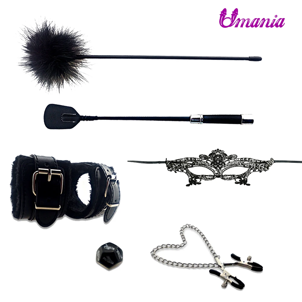 6 Pcs Set Fetish Sex Bondage Woman Slave Restraint Adult Sex Toys for Couples Handcuffs Nipple Clamps Whip Erotic Toys adult sex products bondage restraints 10 pieces set sex toys for couples handcuffs whip gag for adult slave game erotic toys