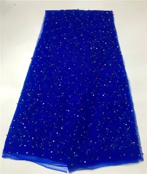 

new African French Net Lace Fabric With bead Stones Nigerian Embroidery Tulle Lace Fabric For Party free shipping j25h659-1