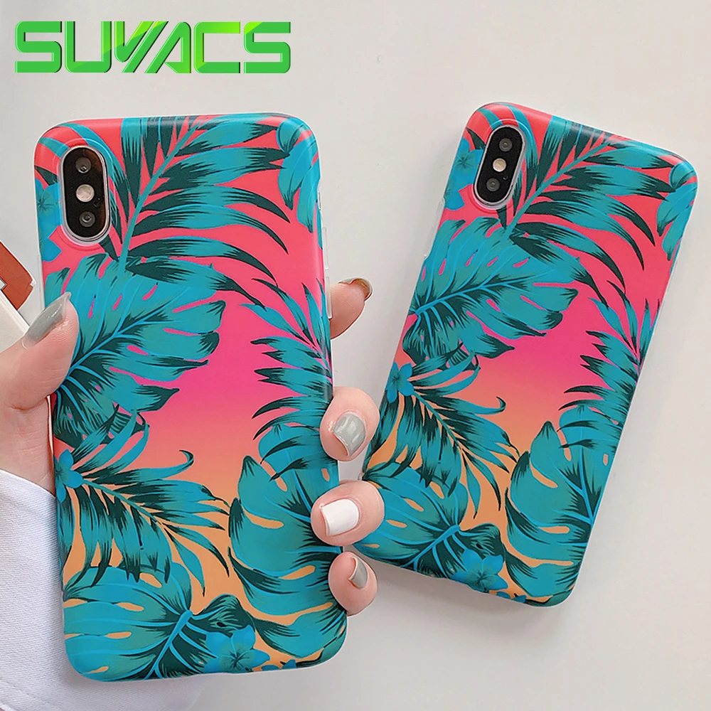 

SUYACS Red Bottom Leaves Pattern Matte IMD Soft Case For iPhone XS MAX XR X 6 6S 7 8 Plus Phone Back Cover Case For XS MAX Cover