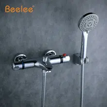 Beelee, настенный смеситель для ванны, термостатический кран, смеситель для душа, открытый клапан, латунный термостатический кран для ванны, кран для ванной комнаты