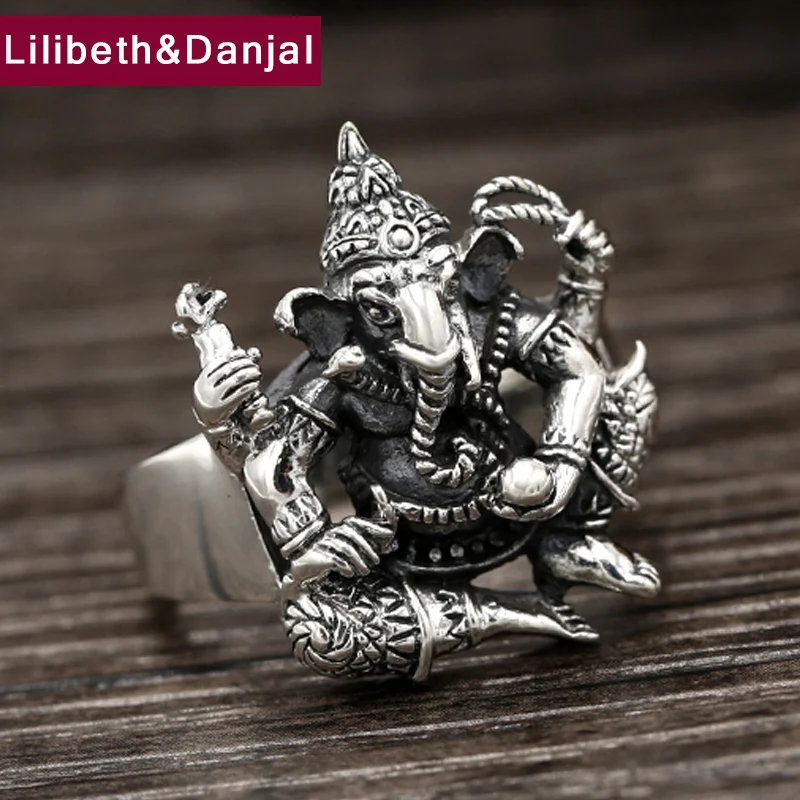 

Men Vintage Ring 100% Real 925 sterling silver Indian elephant gods ring Gift Women fine jewelry 2017 New Arrival R49