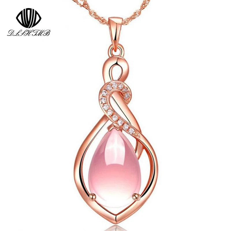 Lovely rose gold natural opal drop necklace fashion opal pendant
