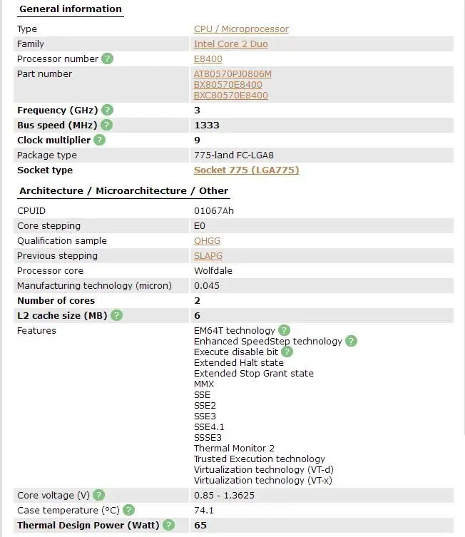 Процессор Intel Core 2 Duo E8400(6 Мб кэш-памяти, 3,00 ГГц, 1333 МГц FSB) SLB9J EO LGA775 настольный процессор Intel центральный процессор