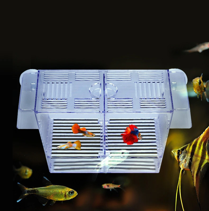 

Aquarium Transparent Double Bowl Fighting Fish Mini House Incubator Box For Fry Isolation Hatchery Reptile Cage Turtle House 23