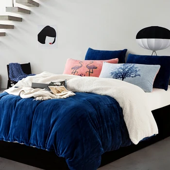 

Fleece winter duvet cover sets queen king size 4pcs warm bedding set Flannel Bedlinen