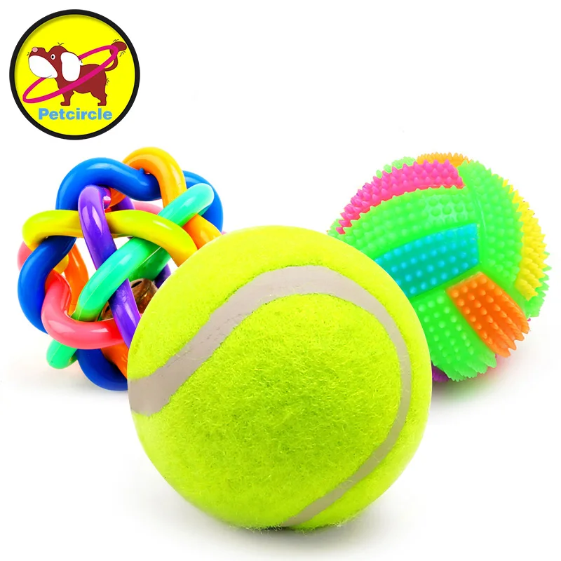 3 pieces/lot 2017 petcircle new pet dog toys squeak rubber dog toys ball for puppy 9 styles dog