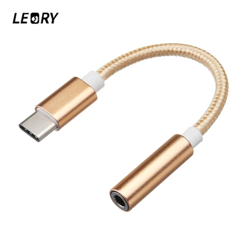 LEORY Type C Earphone Audio Cable Adapter Phone Headset Type C Conversion Cable 3.5mm Headphone