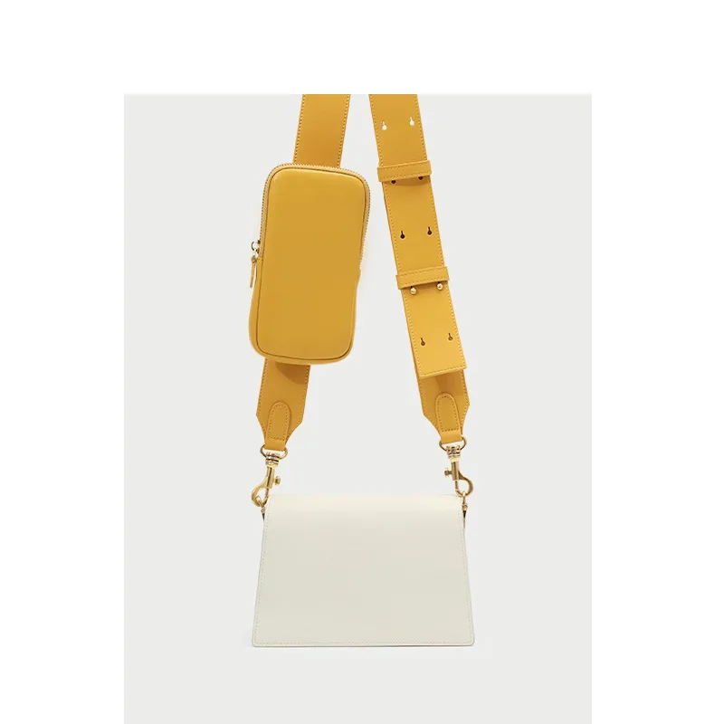

Genuine Leather Handbag Wide Shoulder Strap Contrast Color Small Square Bags for 2019 New Single Shoulder Messenger Female Bags