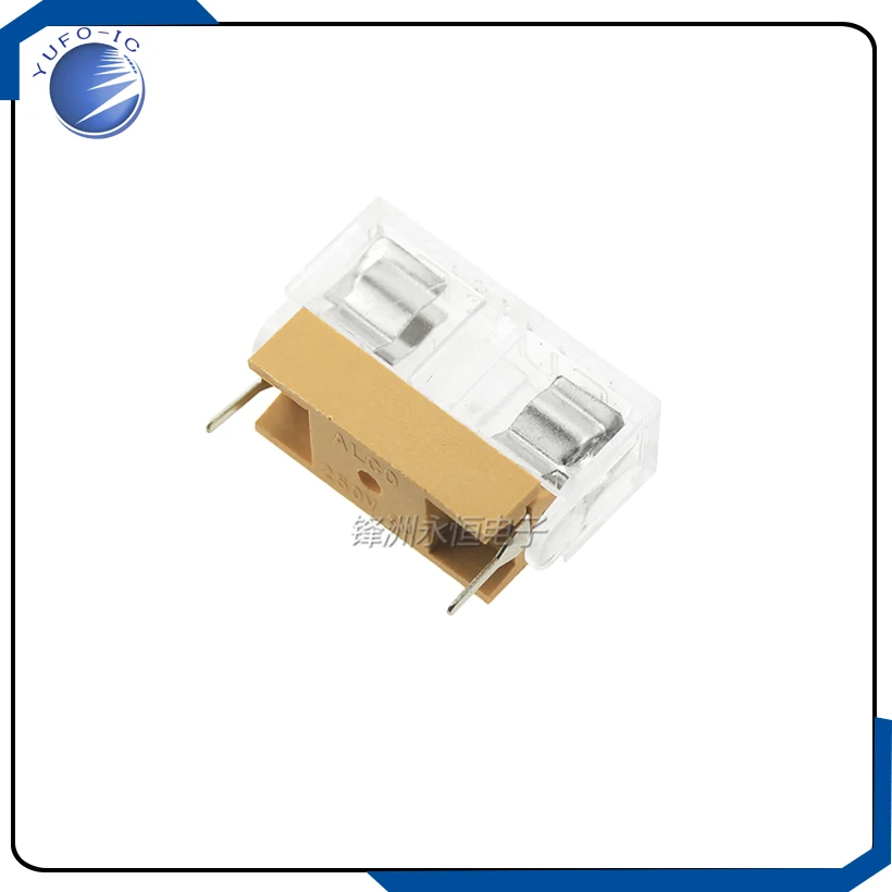 One Lot 20pcs 5*20MM Fuse Holder Clip PCB Mount Fuse Block With Transparent Cover HQ 2Pin 24mm