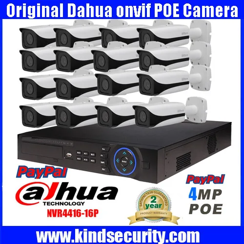 DAHUA NVR4416 16P 16ch 5MP smart POE IP camera system kit 16PCS DAHUA IPC HFW4421E 4MP