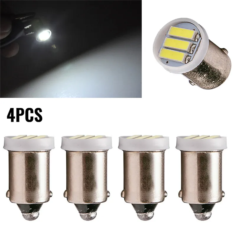 4x BA9S T4W 2W 3 светодиодный 7020 SMD белый светильник 6500K высокая яркость