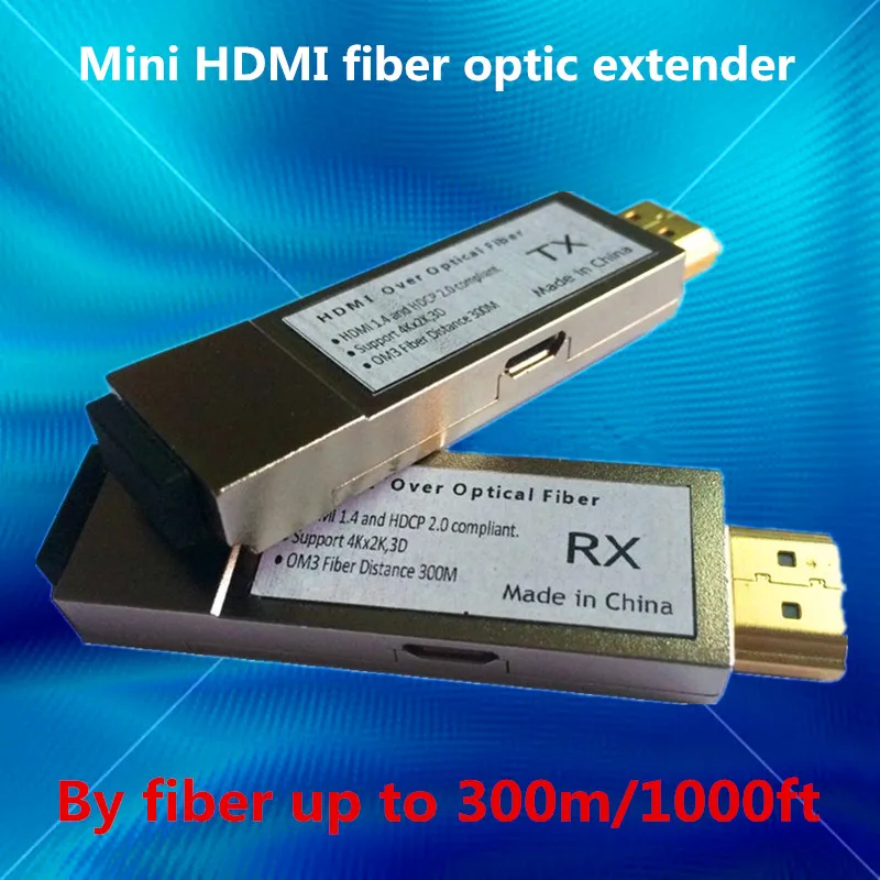 300 м/1000ft микро-usb; мини HDMI волоконно-оптический преобразователь удлинитель HDMI 1,4 v (передатчик + приемник) через волокно OM3 многомодовый кабель