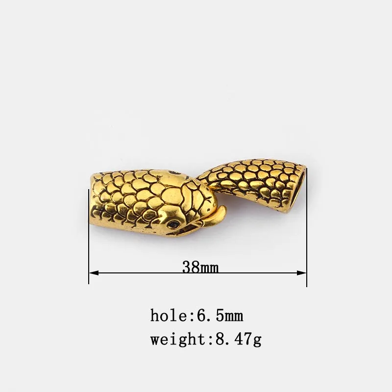 2sets Fashion Hook Clasp Wolf Snake Crocodile Head And Tail Hook Clasp For 12*6mm 6/8mm Leather Cord Bracelet Necklace Making
