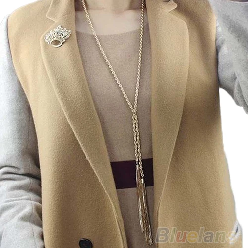 

Bluelans Europe Style Charms Gold Pleated Tassel Long Sweater Chain Necklace