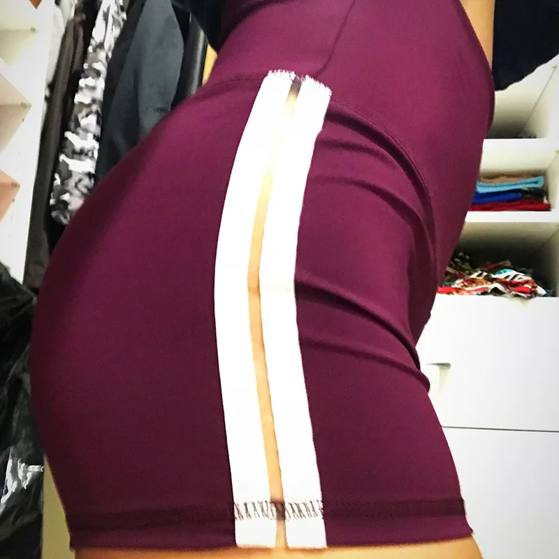 NORMOV сексуальные женские шорты для фитнеса с полосками сбоку пэчворк с высокой талией эластичные пуш-ап спандекса шорты летние женские