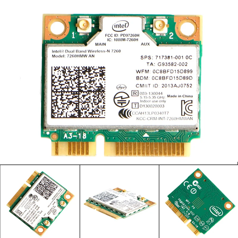 

7260HMW Intel AN Dual Band Wireless + Bluetooth 4.0 MINI PCI-E WLAN Card