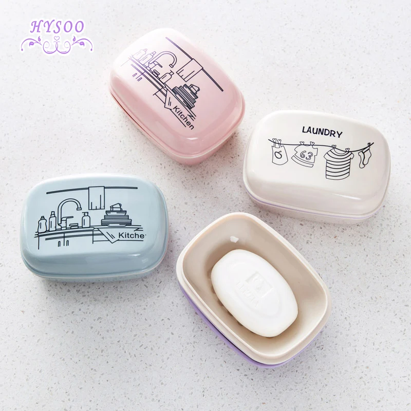 Travel cover with soap box bathroom double layer of dipping soap tray