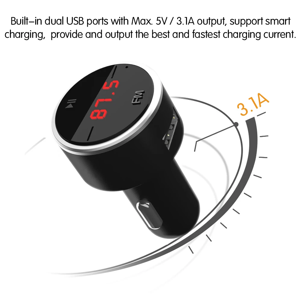 AOZBZ Bluetooth автомобильный комплект музыкальный плеер вращающийся FM передатчик