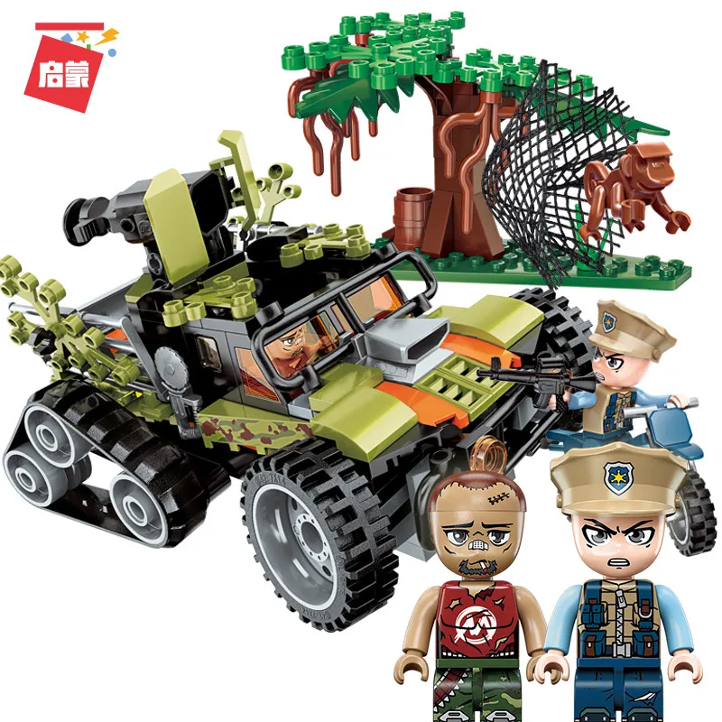

Enlighten Building Block City Forest Police Hunting Spirit Monkeys 2 Figures 227pcs MOC Educational Bricks-Without Original Box