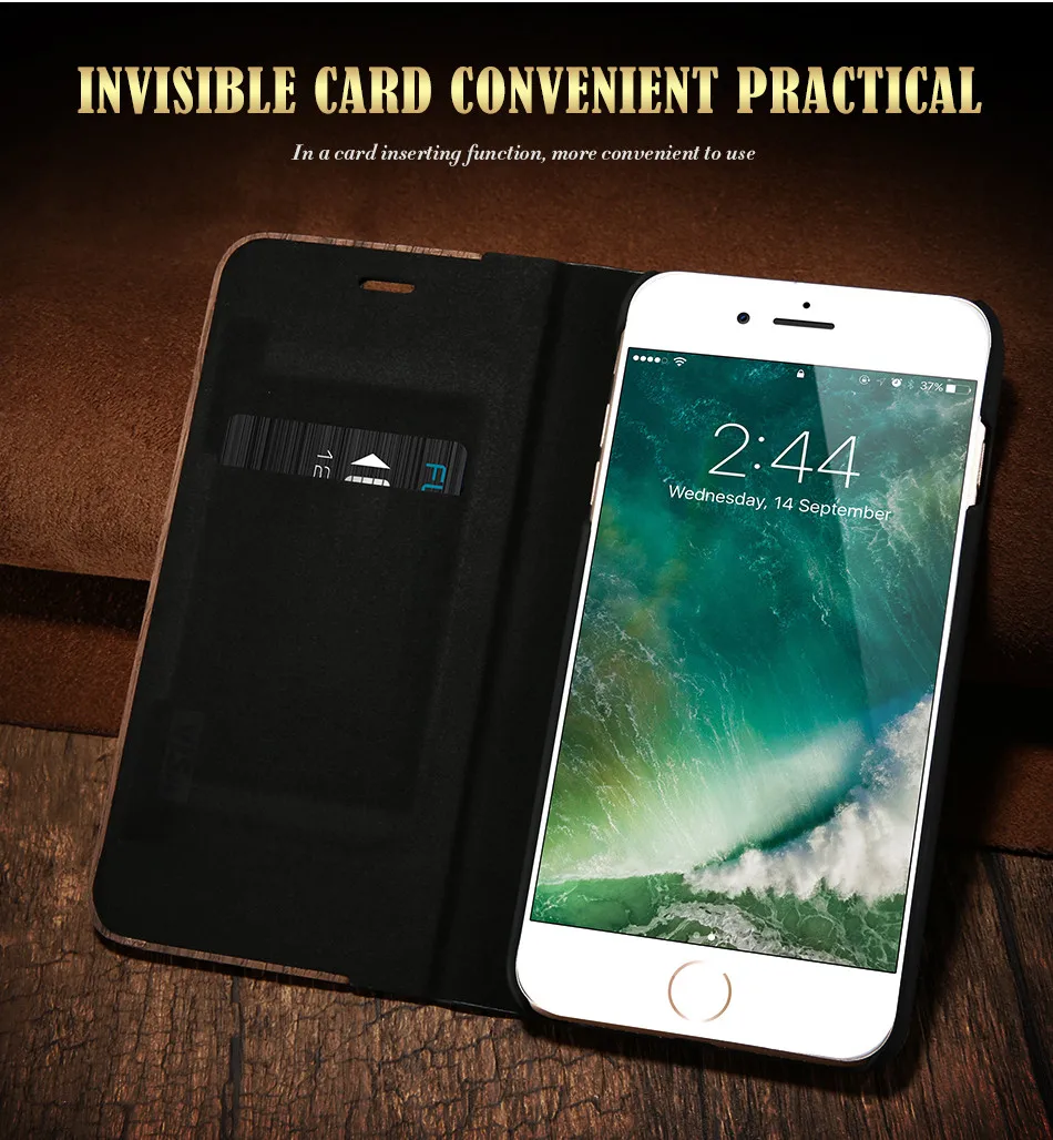 Wooden Flip Leather Case For Iphone 6 6S Plus Cover 1 (7)