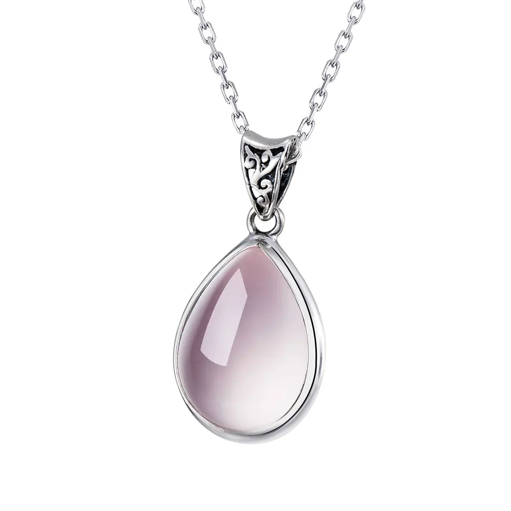 

RADHORSE Pendant 925 Sterling Silver Fine Jewelry Thai silver Rose Quartz Water dropl Fine Craftsmanship S925 Silver Pendants