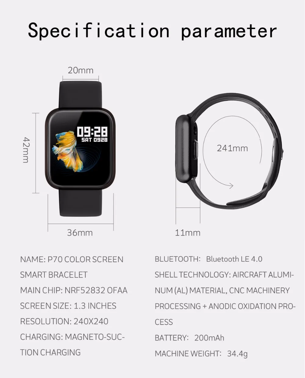 P70 Для женщин модные часы Smart Watch Ip68 Водонепроницаемый сердечного ритма крови Давление для Iphone Для мужчин Спорт Фитнес трекер Smartwatch PK IWO 5