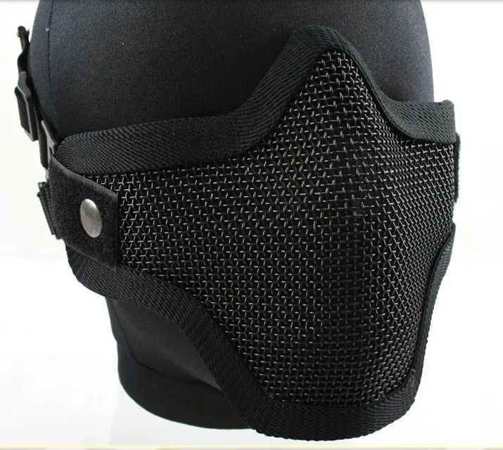 Tactical Hunting Mask Metal Steel Wire Half Face Mesh Airsoft Mask