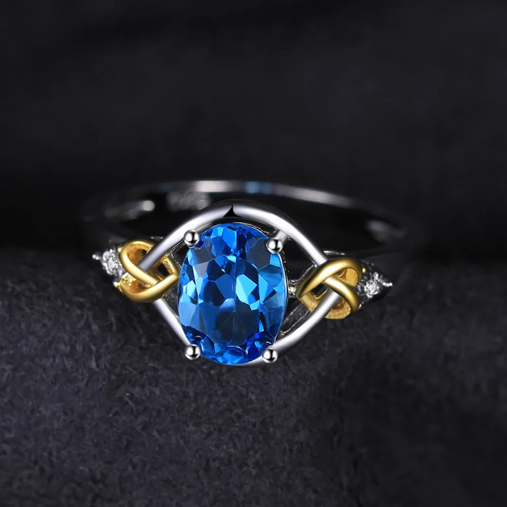 Goede Jpalace Hart Knoop Echte Blue Topaz Diamond Ring 925 Sterling Zilveren Ringen Voor Vrouwen Promise Ring Zilver 925 Edelstenen Sieraden