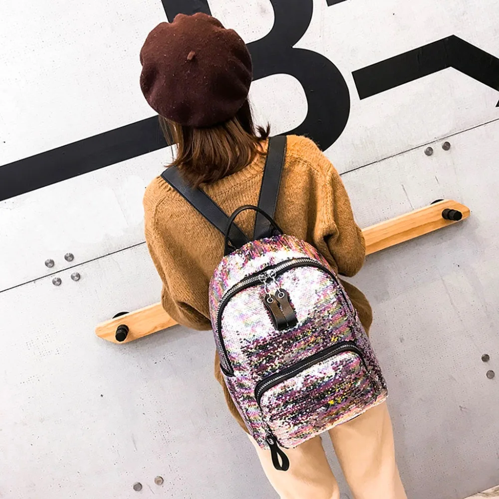 Блестящий подростковый маленький рюкзак для девочек, дорожная сумка через плечо, женская сумка с блестками, хит цвета, школьный рюкзак для студентов, Ранец#9
