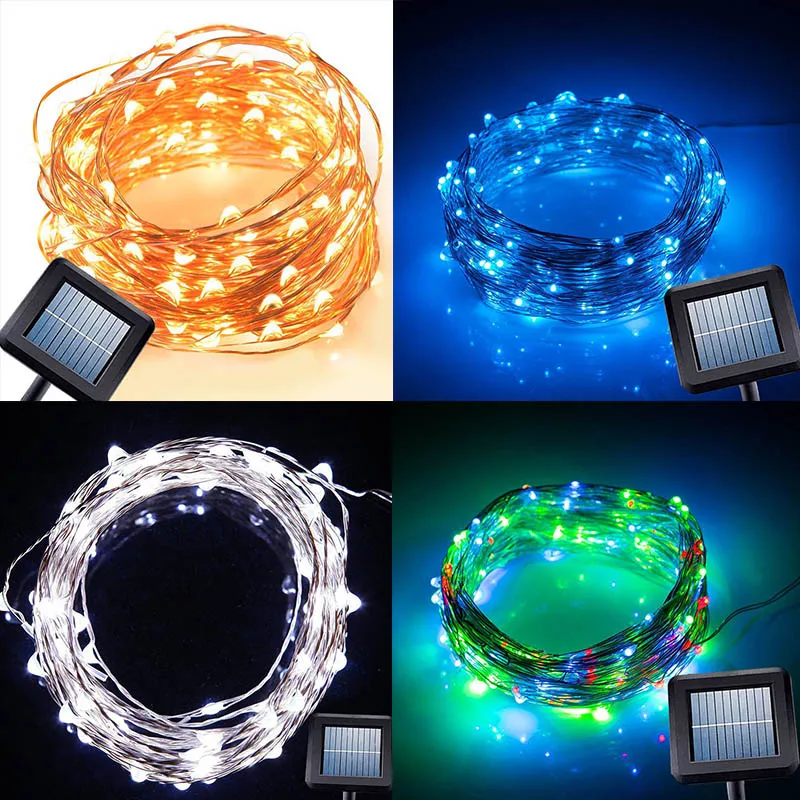 10M 100 Led Solar Power String Light Copper Wire String Fairy Light For Outdoor Living Decoration
