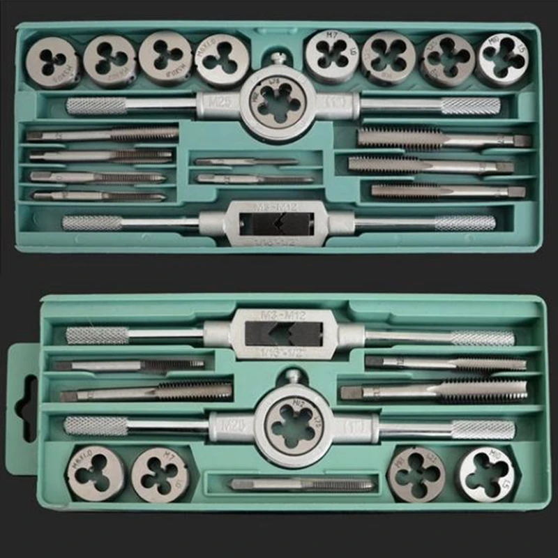 QUK  Wrench Hand Tap And Die Set Hand Spiral Point Straight Fluted Screw Traight Taper Reamer Alloy Metal Tools 1220Pcs M3M123