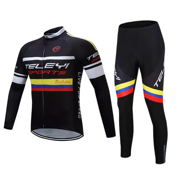 Мужская одежда для велоспорта с длинным рукавом, профессиональная гелевая подкладка, комплект из Джерси, комплект для триатлона, костюм для горного велосипеда, велосипедная одежда, облегающий костюм, Униформа, наряд - Цвет: jersey and pants