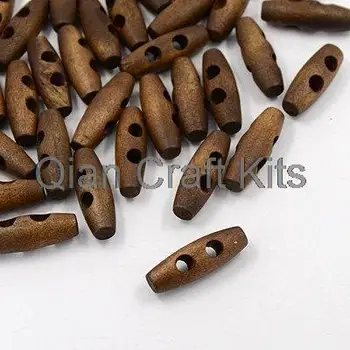 

75pcs Wooden Buttons, Rice, Coconut Brown, 25x9mm, 2 Holes wood toggle buttons display