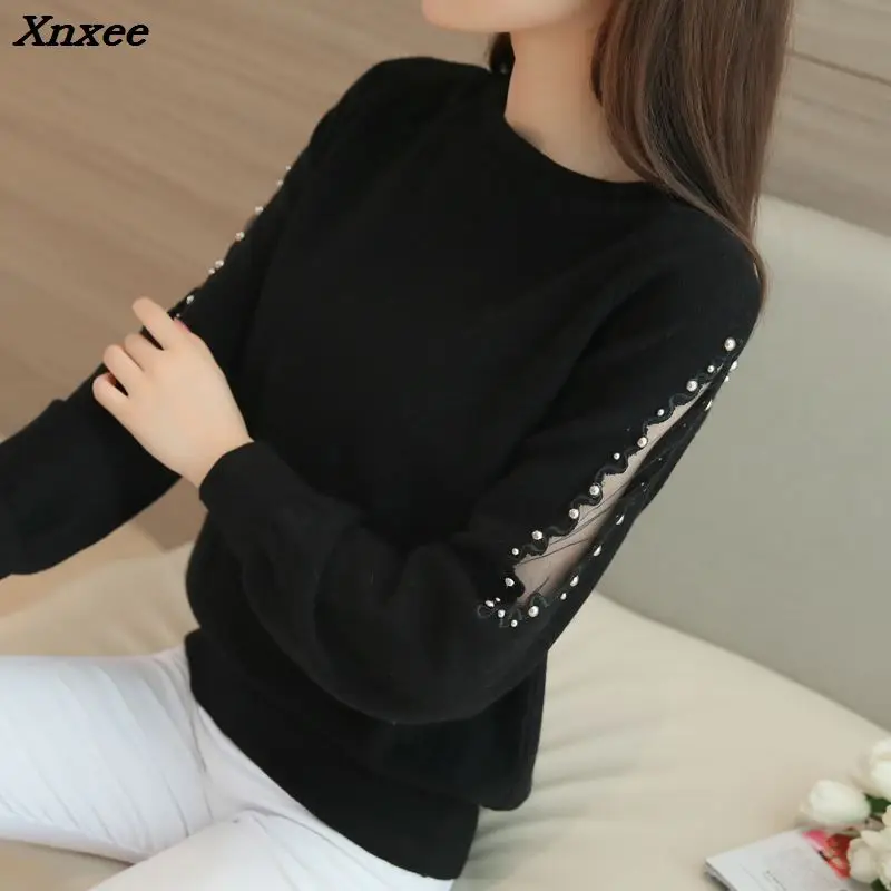 2018 New women sweater Fashion spring Autumn Hollow out Lace Beading long warm loose sweaters women Knitted pullover sweaters 2018 New women sweater Fashion spring Autumn Hollow out Lace Beading long warm loose sweaters women Knitted pullover sweaters