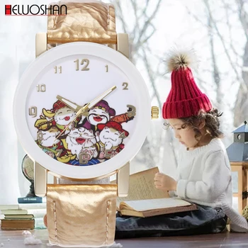 Hot Christmas Pattern Women Casual Watch Ladies Leather Luxury Watches Woman Quartz Wristwatch Female Clock Hours Black Gift #D quartz watch clock woman high quality cute cat printed women s watches faux leather analog ladies girl gift casual sport watches