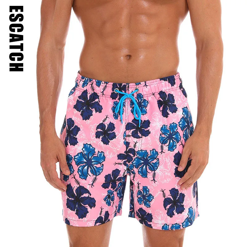 Mens Quick Dry Swim Trunks Tie-Dye Board Shorts with Mesh Lining