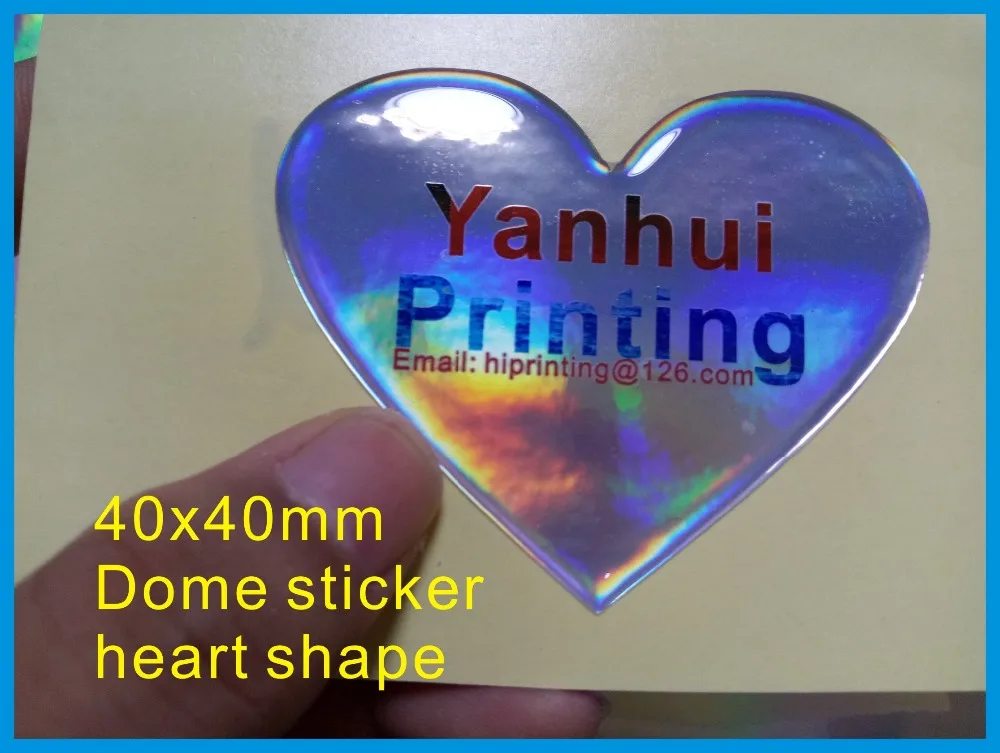 40 мм в форме сердца эпоксидной купол печати этикетки на заказ