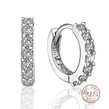 Последняя мода женские 925 пробы серебряные круглые серьги с Кристаллы в один ряд Роскошные офисные женские круглые серьги ювелирные изделия