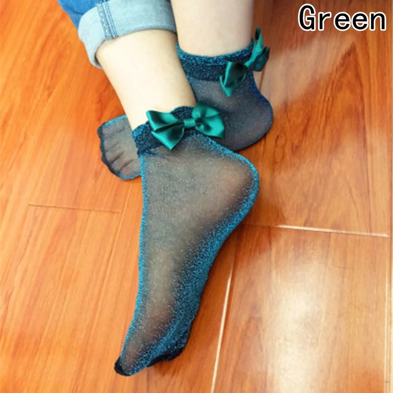 

Bow Tie Harajuku Cute Socks Glitter Mesh Silk Ribbon Butterfly Sexy Hot Shiny Crystal Glass Elastic Bow Knot
