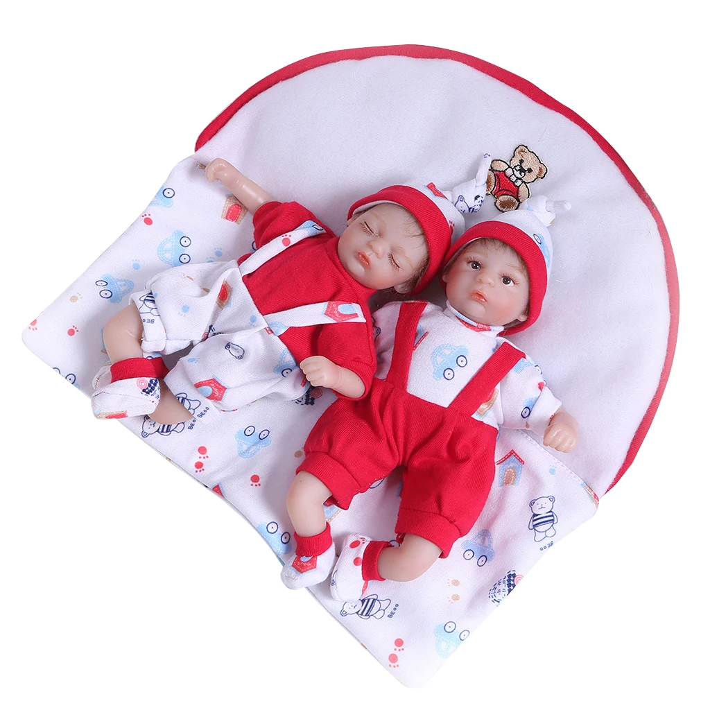 

Lifelike Handmade Gift 20cm Twin Reborn Doll Realistic Soft Silicone Vinyl Newborn Babies Toy Boy Girl Clothes