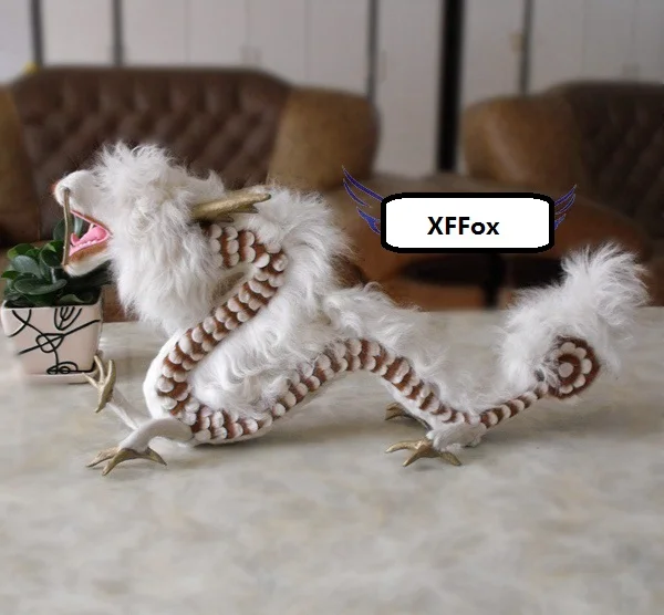Большой имитационная модель дракона пластиковая и меховая белая китайская модель дракона dool около 55x10x28 см 1004