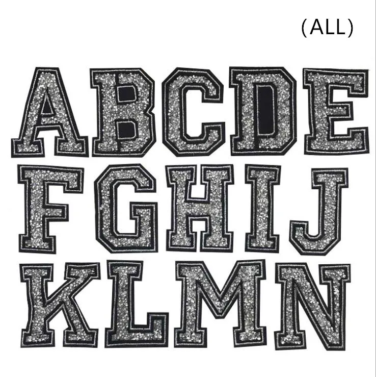 

Free shipping new arrival 10 pcs Alphabet letters Rhinestones Embroidered patch Fashion Motif Applique garment hat bag shoe diy
