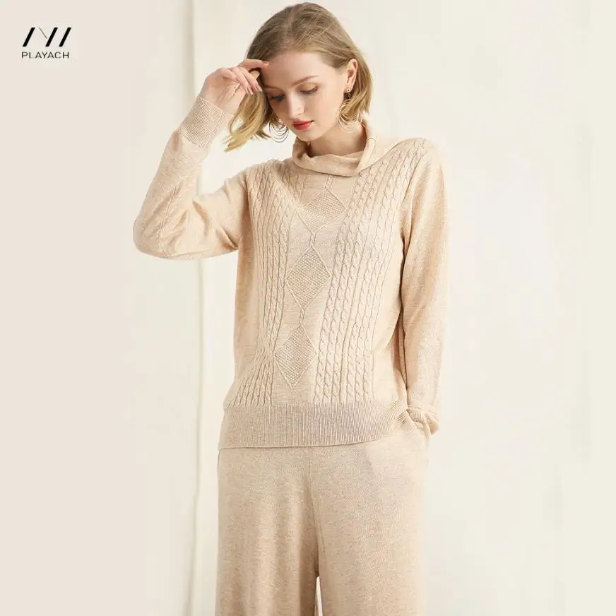 Tan Tissu light Deux Costumes De Chaud Pièces Hiver Wq466 Twist Tricot Était Ensembles Chandail Loisirs Gray Cachemire Pantalon Mince Laine Automne Doux Vison 4qBwvfx14