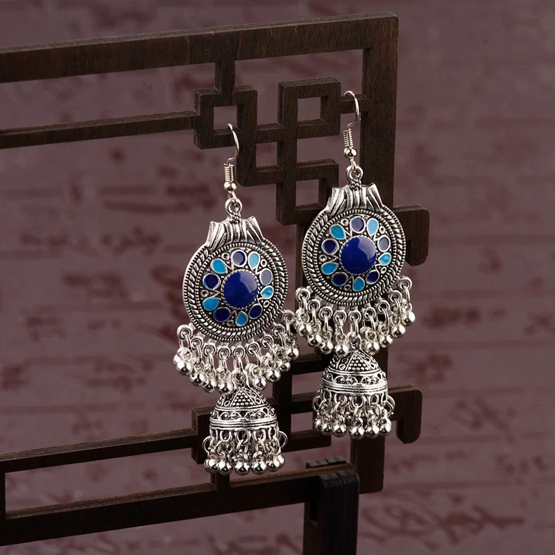 Amader Traditional Indian Ethnic Silver Drop Earrings Tassel For Women Gypsy Tassel Jhumka Jhumki Earring Dangle Statement - Image 4