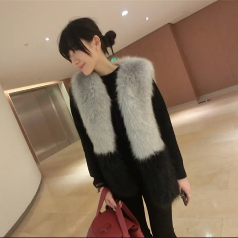 

Autumn Winter Faux Fur Vest Colete De Pele Falso Jacket Casacos Femininos Womens Coat Plus Size