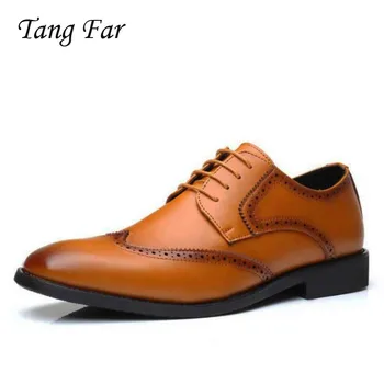 

Square Toe Men Dress Shoes Big Size Bordered Brogue Shoes Italian Man Formal Wedding Shoes Classic Male Oxfords Fashion