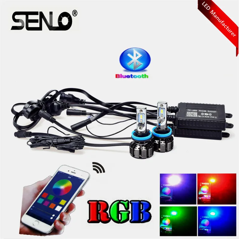 

High quality H7 LED Multi colors changing RGB bluetooth headlight bulb lamp 9004 P20d P22d H8 H11 9005 9006 H7 H4 HB3 HB4 5202