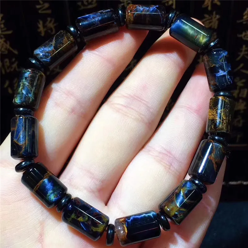 

Natural Namibia Pietersite Bracelet Blue Yellow Gemstone Love Anniversary Gift 13.3x8.5mm Round Beads Fashion Bracelet AAAAA