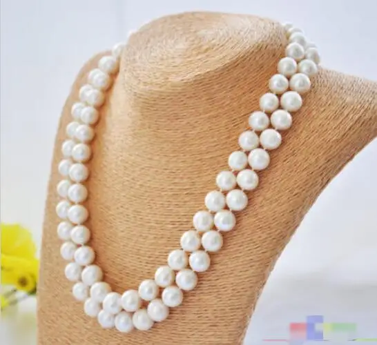 

FREE SHIPPING>>>@@ > Hot sale new Style >>>>>AA++ 2row 18" 11mm white round freshwater pearl necklace